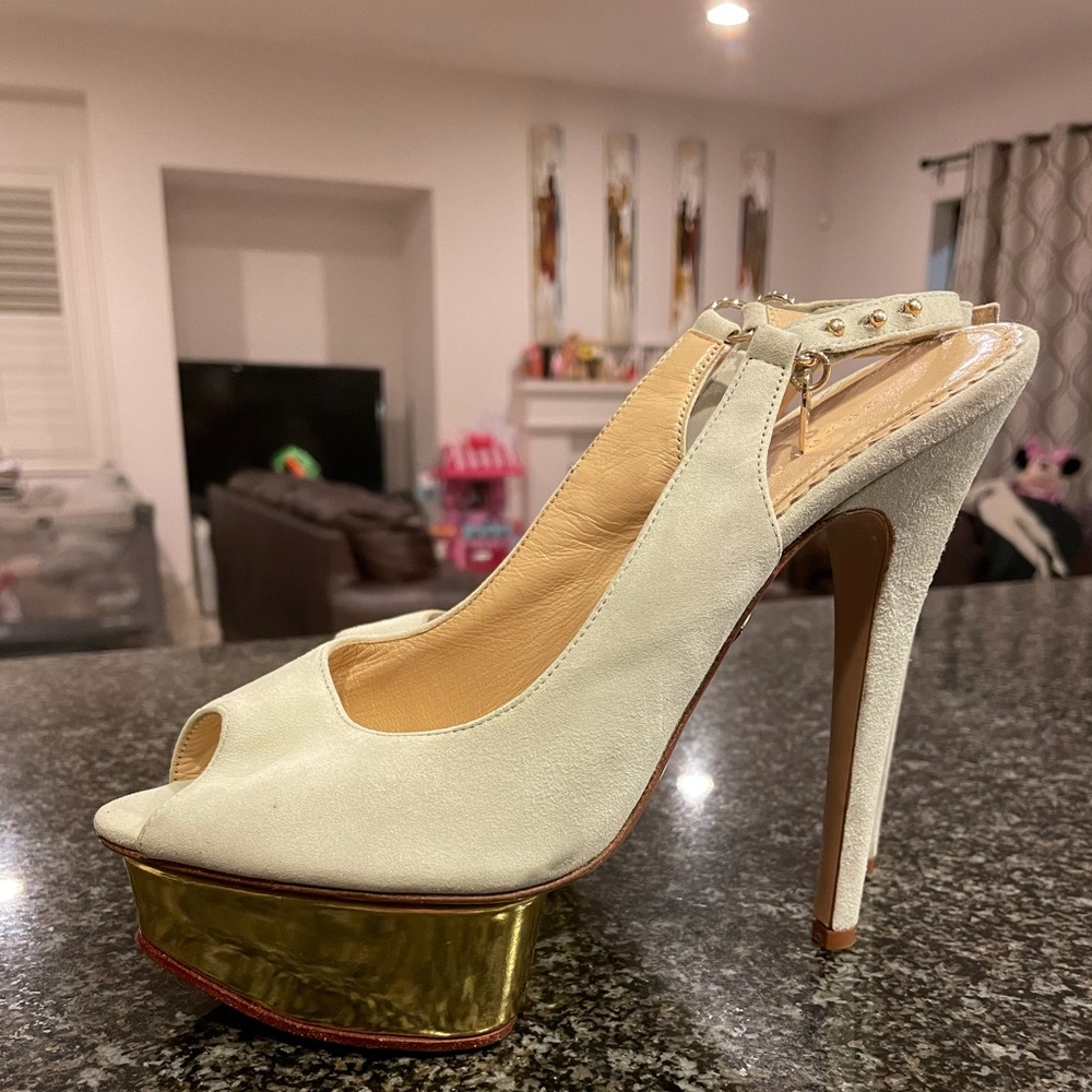 CHARLOTTE OLYMPIA LIGHT GRREN HIGH HEEL 37 1/2
